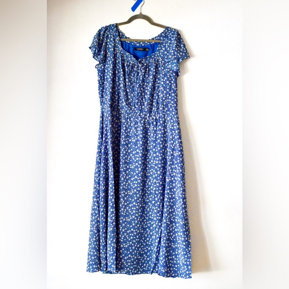 Ralph Lauren Women’s Blue Floral Midi Dress